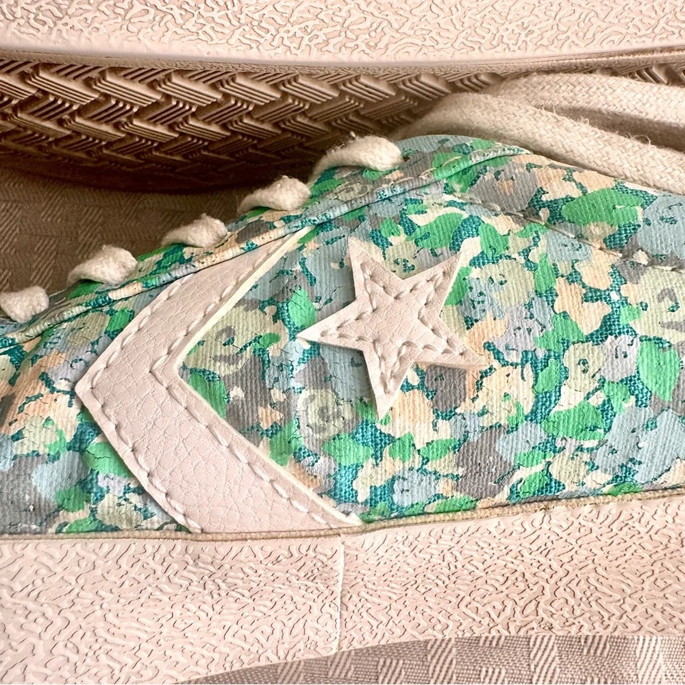 Converse One Star Women's‎ Floral Sneakers Green Blue Canvas Low Top Size 7